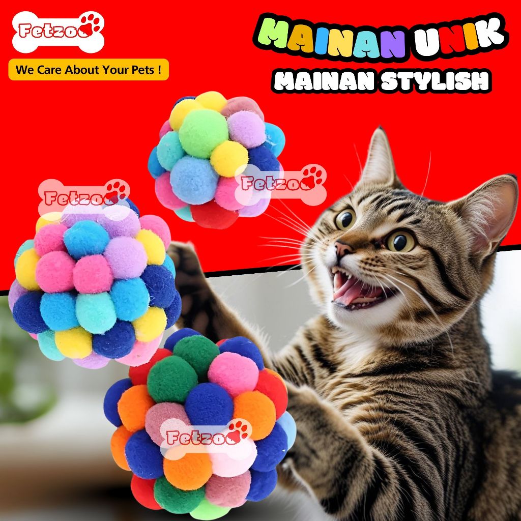 Jual Mainan Kucing Bola Bouncy Warna Warni Lucu Mainan Interaktif ...