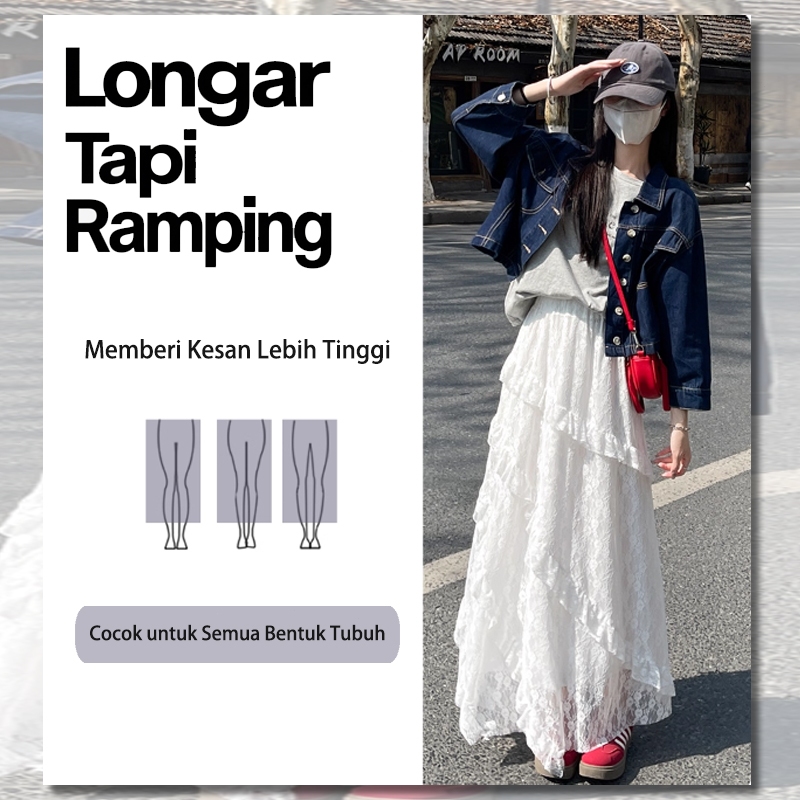 Jual Rok Renda Wanita Warna Putih – Desain A-Line High Waist, Model ...