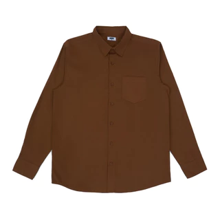 M231 Kemeja Pria Basic Polos Panjang Coklat 1468L