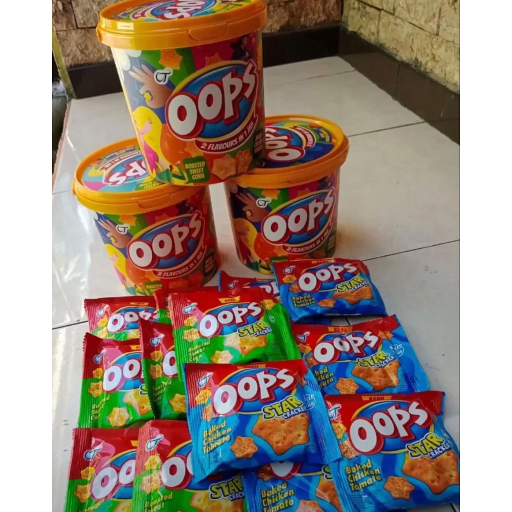Jual Oops Star Cracker Biskuit Snack (1 kaleng) | Shopee Indonesia