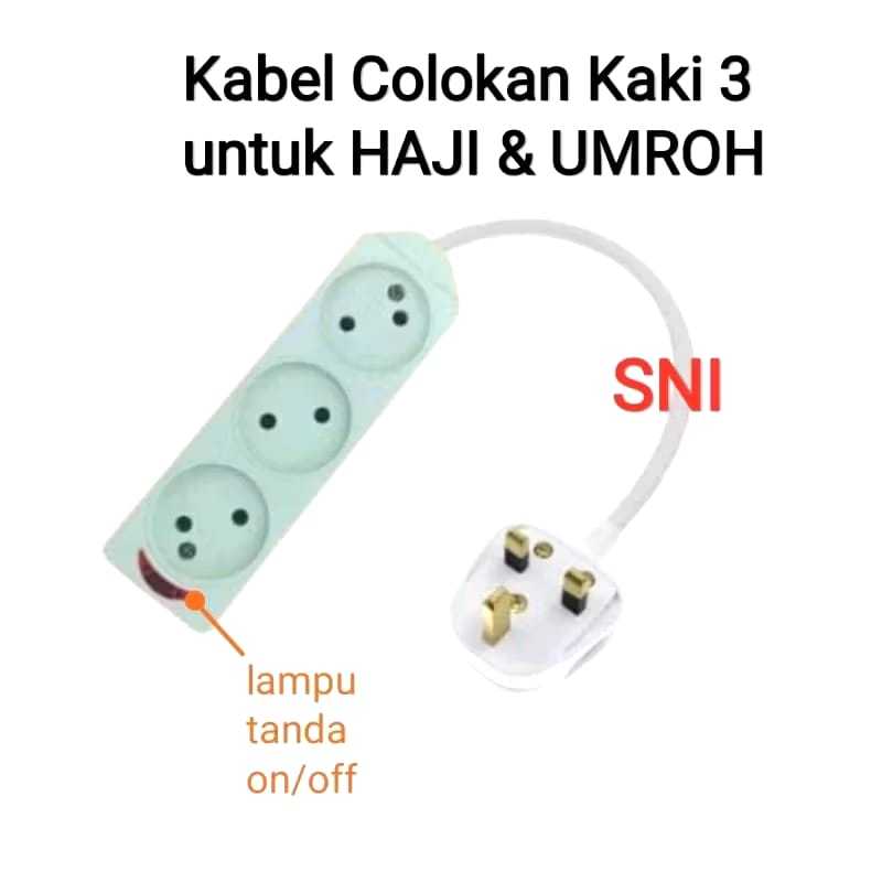 Jual Kabel Colokan 3 Kaki Adapter Umroh Haji 3 Lubang Kaki 3(GBZ ...