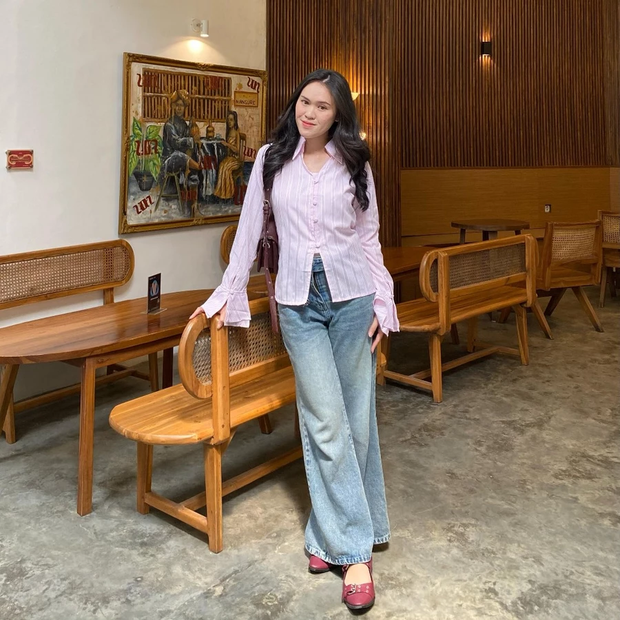  Stripe Blouse One Set Rok