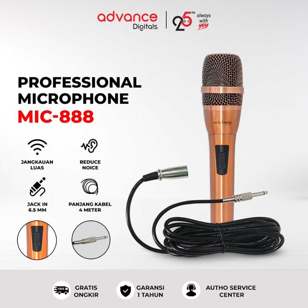 Jual Advance Digitals MIC-888 Single Profesional Dynamic Microphone Mic ...