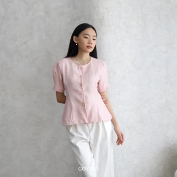 Govind.Idn Tasy Peplum Tweed Blouse Premium Blouse Tweed Premium Wanita Atasan Kerja