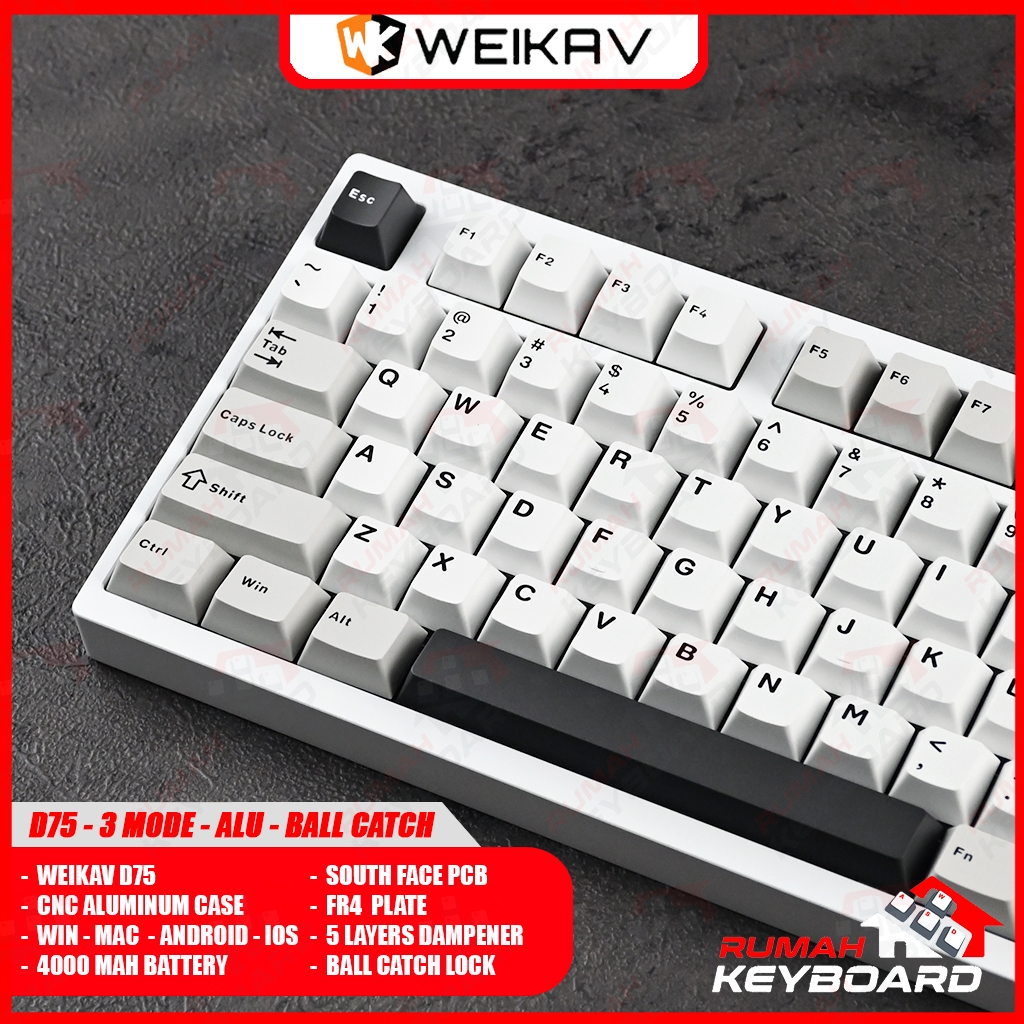Jual WEIKAV D75 - 75% - White - Aluminum - Gasket - South Face - Ball ...