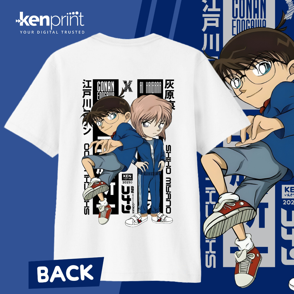Kaos ANIME DETECTIVE CONAN | CONAN EDOGAWA X AI HAIBARA | Non Official | Cotton 30's Premium - Anak, Remaja & Dewasa