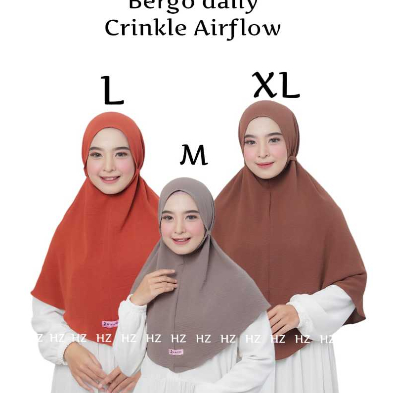 bergo maryam crinkle non pet tali hijab crinkle airflow size M L XL