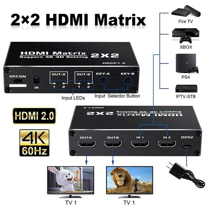 Jual HDMI Matrix Switcher 2x2 Support 4K 60Hz display OZJ3 TJBOX ...