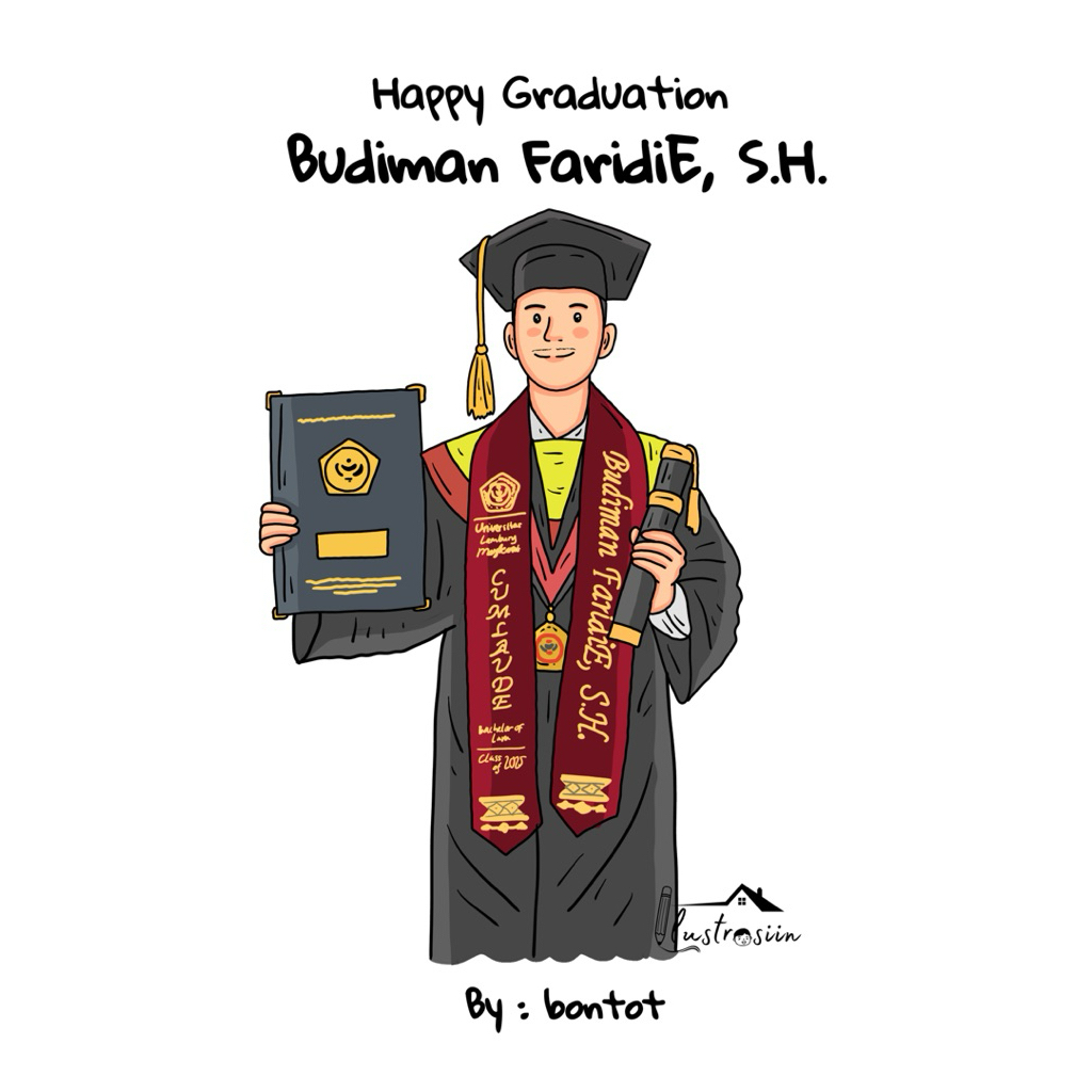 Jasa Ilustrasi Digital ( Model Wisuda ) Free tulisan