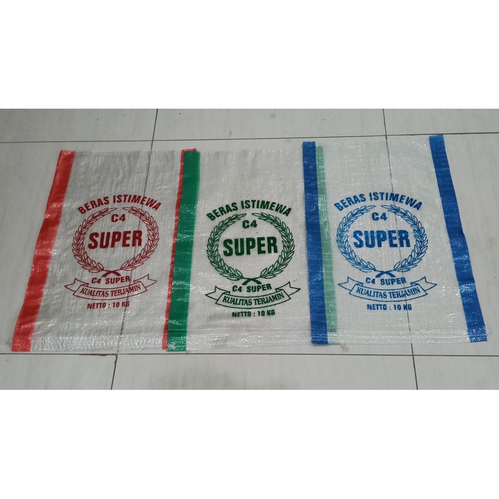Jual (COD max 200 pc) Karung beras 10 kg cap C4 SUPER isi 50 lembar ...