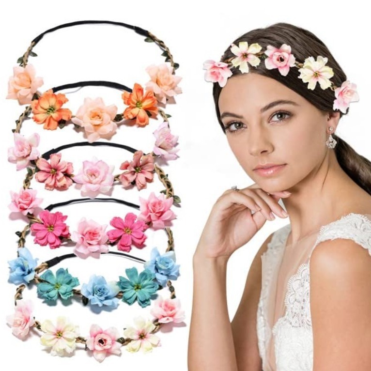 Jual Bando Bunga/Perhiasan Rambut Pengantin/Bunga mawar cincin tali ...