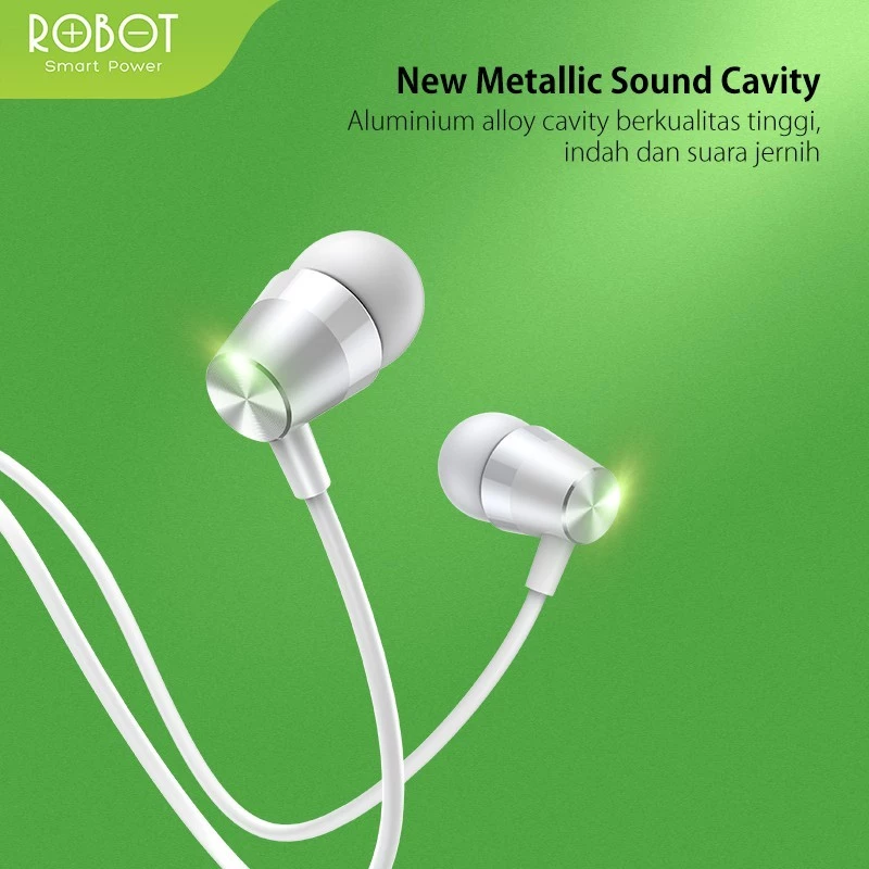 ROBOT Headset Kabel RE101S Wired Headset Earphone Super Bass Kompatibel Semua perangkat Audio jack 3.55 Original