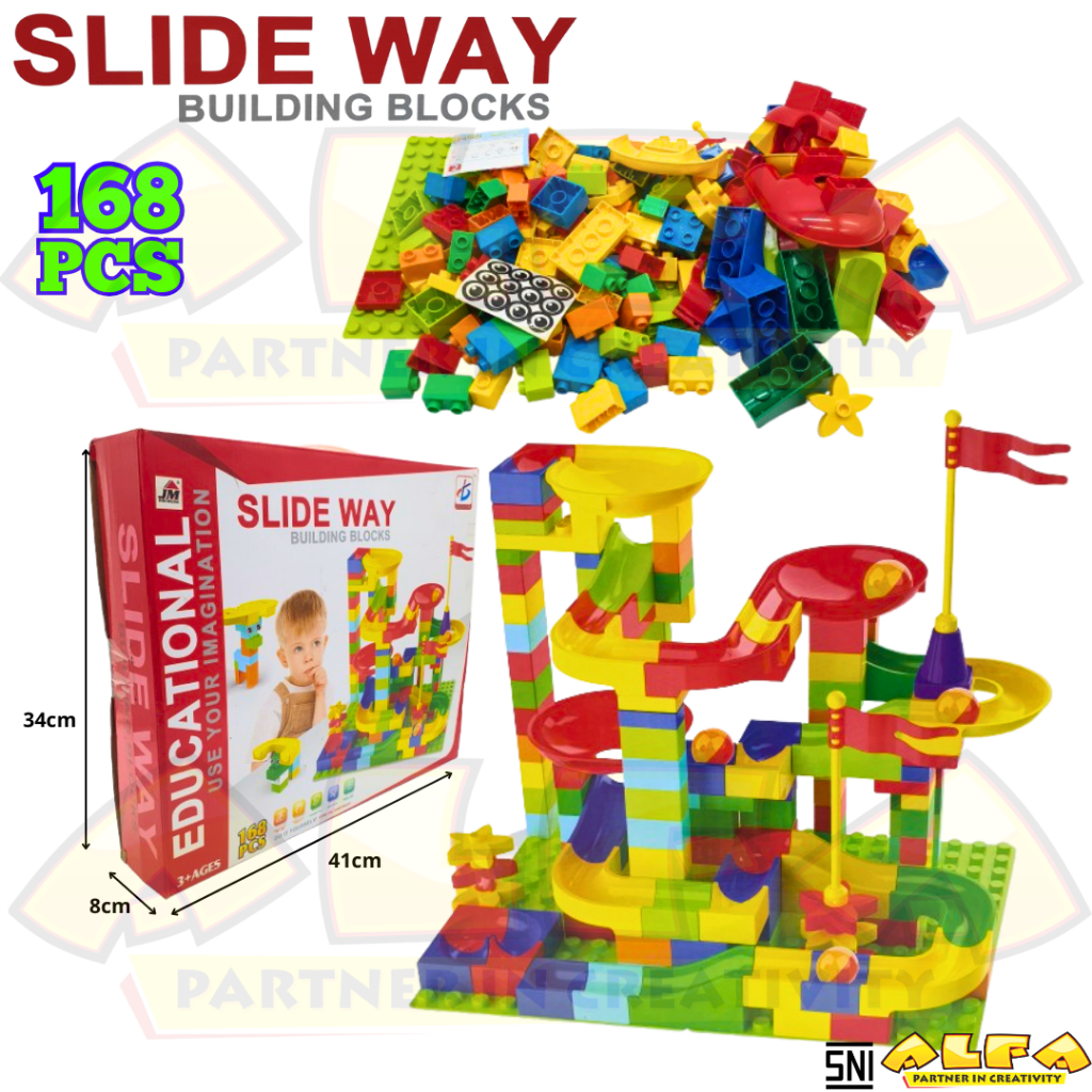 Jual Toko Mainan ALFA Slide Way Building Blocks 168pcs | Shopee Indonesia