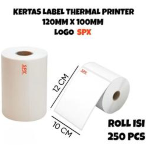 Jual kertas Label thermal SPX 100x120 roll isi 250 lbr / label printer ...