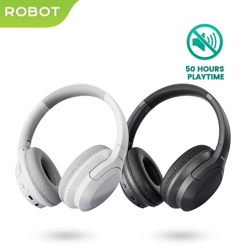 ROBOT Headphone 50 Hours with Bluetooth 5.3 With Dual EQ Bass Headset Spirit H20 Original - Garansi 1 Tahun