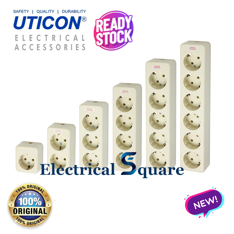 Jual Stop Kontak Arde Uticon OB 1 2 3 4 5 6 Lubang Putih ST-118 ST-128 ...
