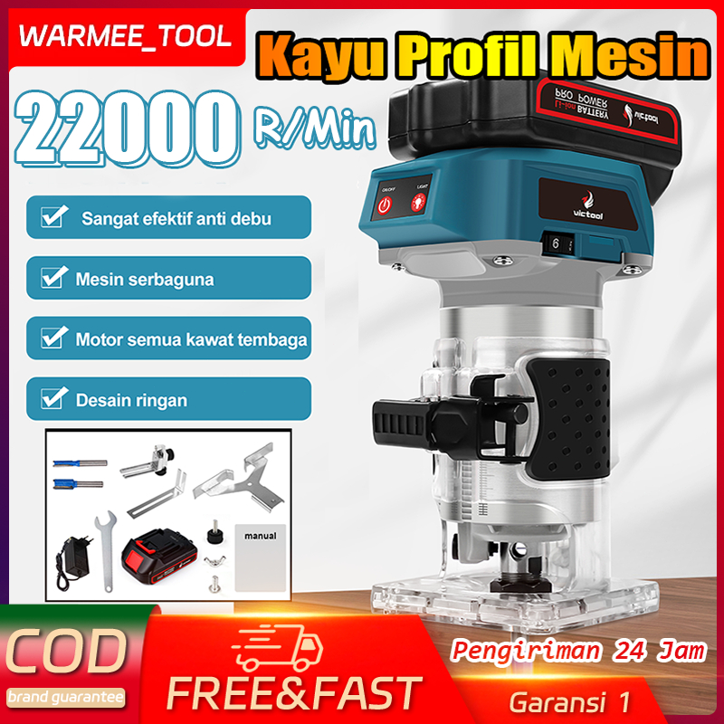 Jual WARMEE 22000 R/Min Kayu Profil Mesin Cordless Wood Router Trimmer ...