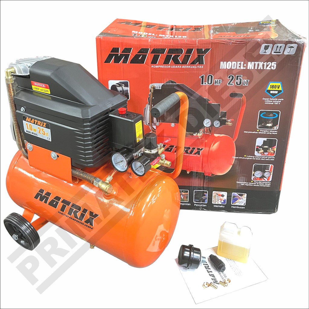 Jual (MATRIX MTX-125) Mesin Kompresor MATRIX 25L 1HP MTX125 / Air ...