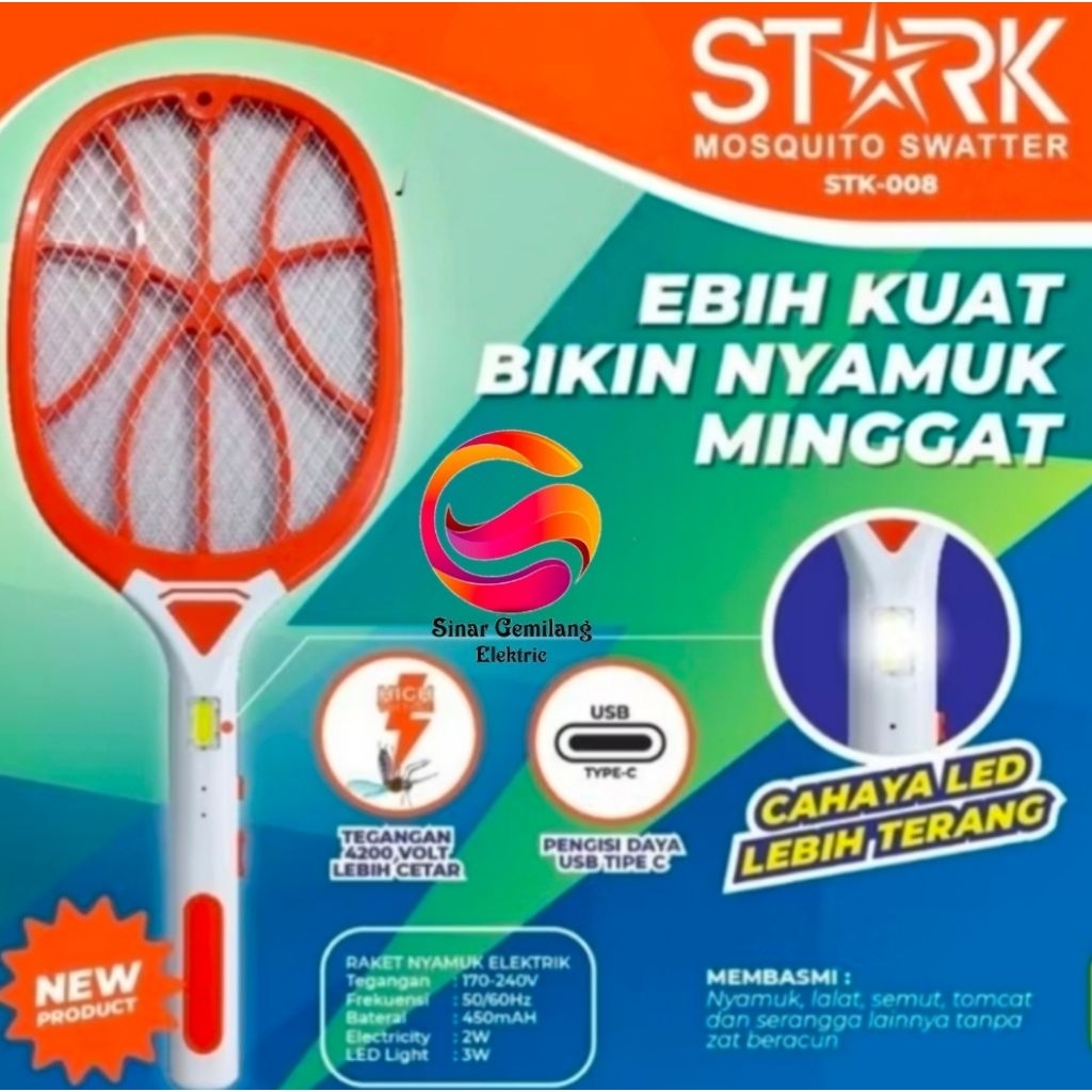 Jual Raket Nyamuk STK006 + Lampu Senter STK 008 / STK001 / STK007 Korea ...