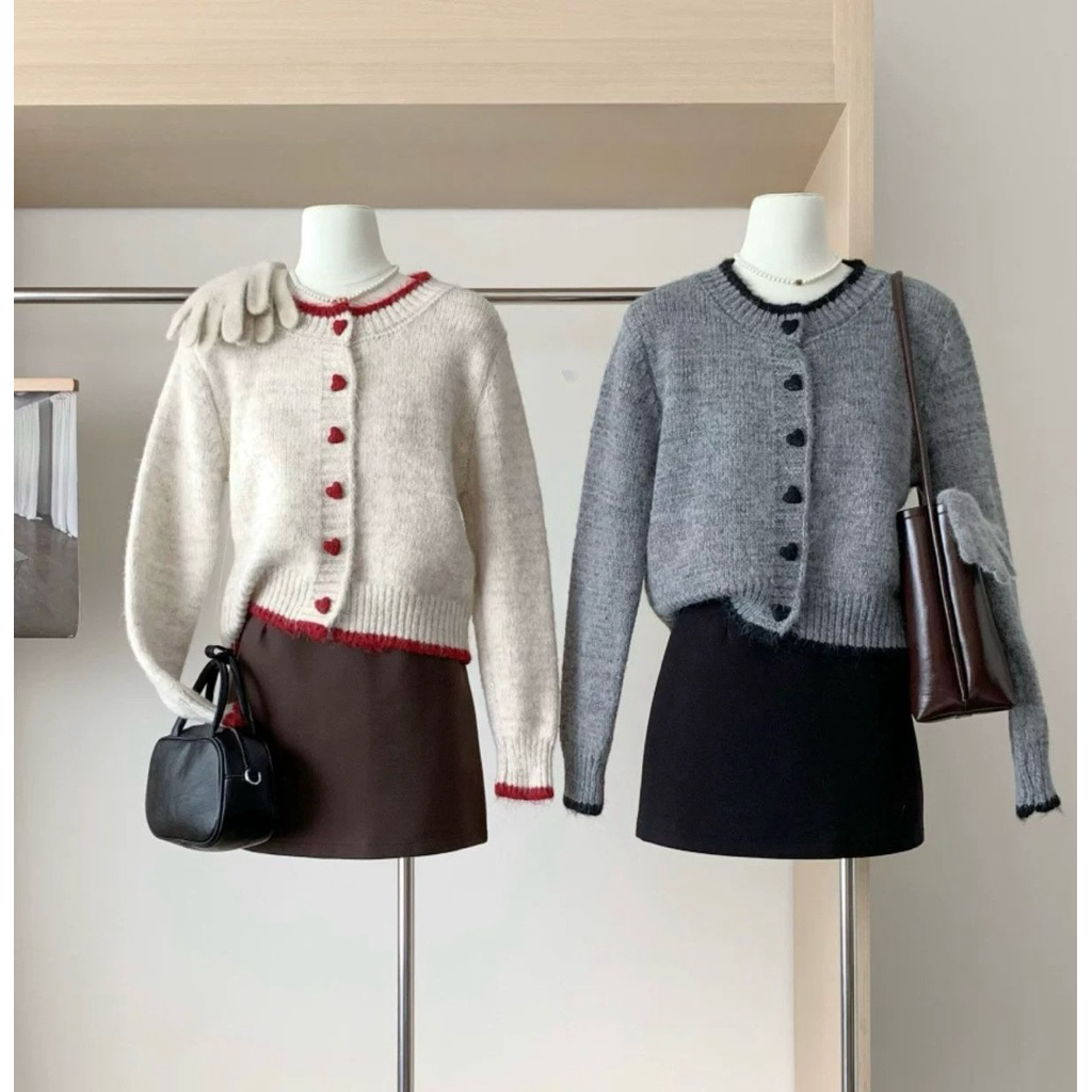 Jual Tshirtgiants.id / Cardigan sweater rajut kancing Love A2505 outer ...