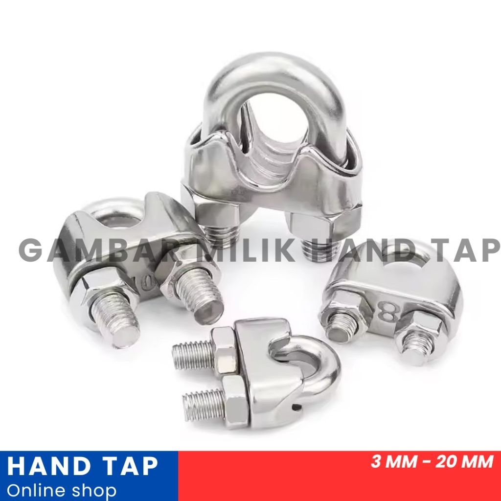 Jual klem kuku macan stainless 3 mm - 20 mm tahan karat wire rope clip ...