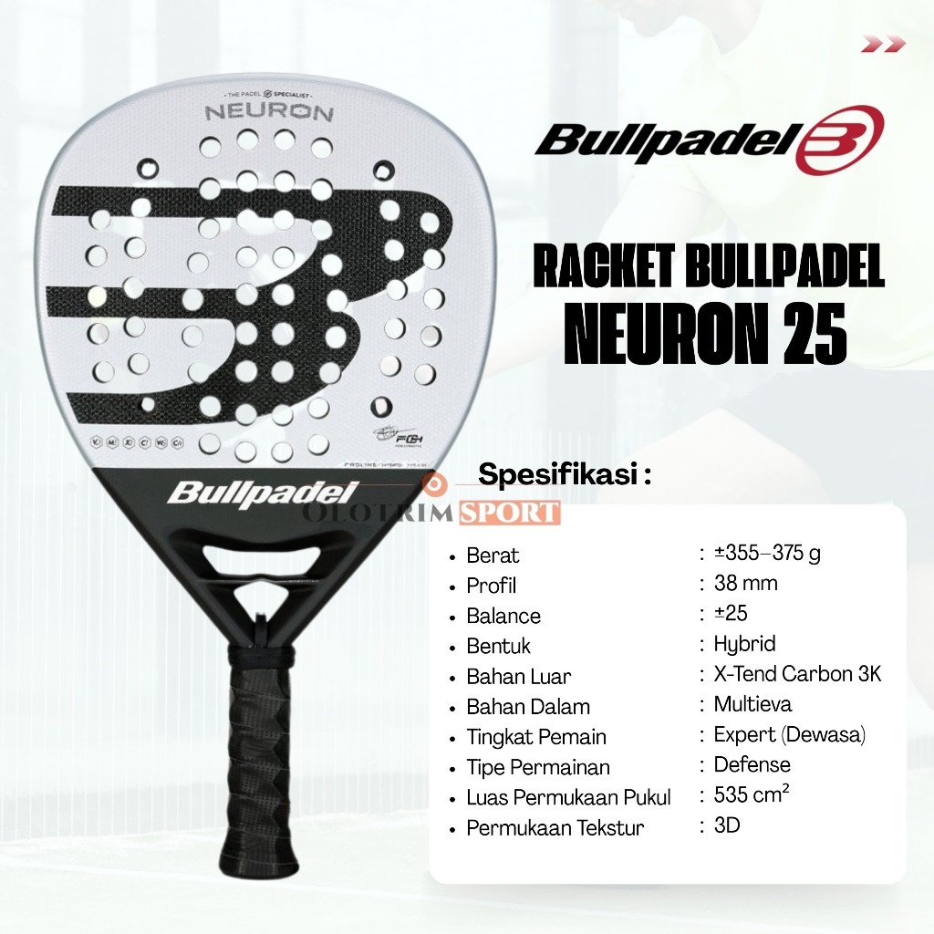 Jual BULLPADEL NEURON 25 Racket Bull Padel Raket Original | Shopee ...
