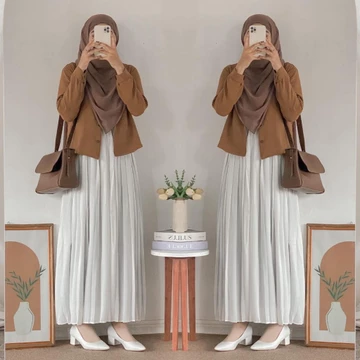 Aretha Pleated Skirt Rok Plisket Premium Tebal Rok Plisket Premium Jumbo Clara Basic Color