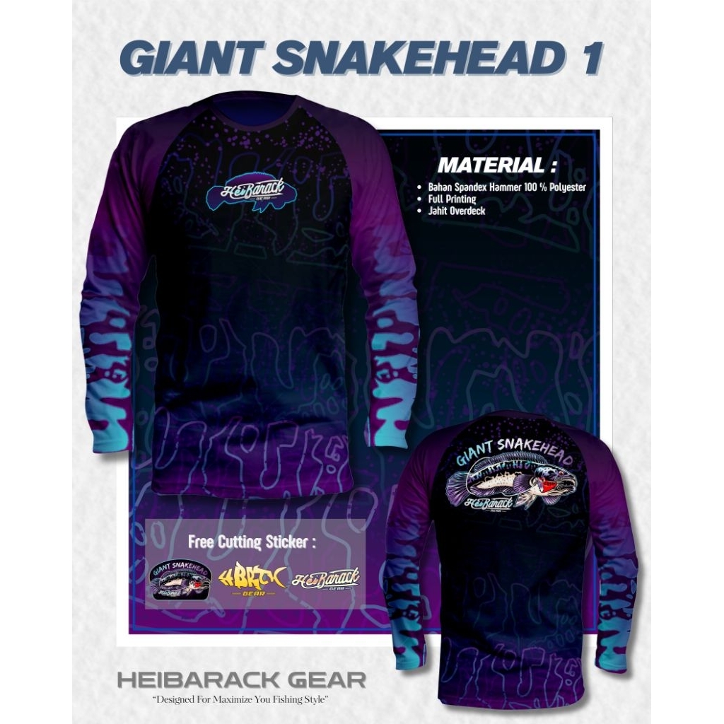 Jual HeiBarack Gear Giant Snakehead 1 Jersey Mancing Premium Lengan ...