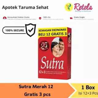 Kondom Sutra Merah Isi 12 GRATIS 3 Pcs kondom