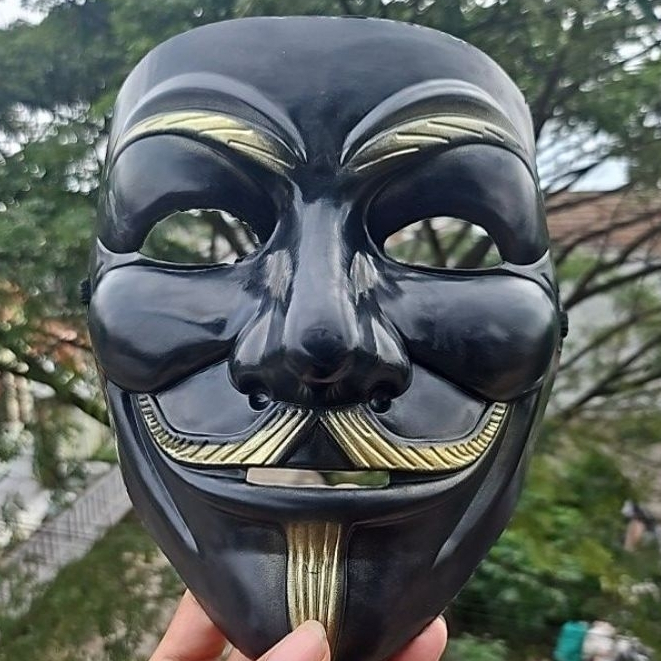 Jual topeng hacker anonymous vendetta hitam / topeng pesta | Shopee ...