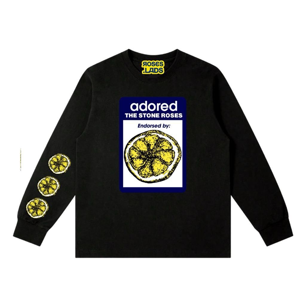 Jual Tshirt longsleeve adored the stone roses black | Shopee Indonesia