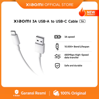 Xiaomi 3A USB-A to USB-C Cable (1m)  | 3A speed | 10.000+ Bend Lifespan | 480Mbps High-Speed data transfer | Safe and durable [Official Store]
