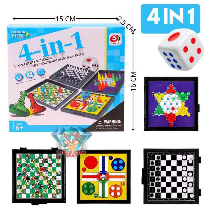 Jual Mainan Catur Ludo Ular Tangga Halma 4in1 S3303 Magnet | Shopee ...