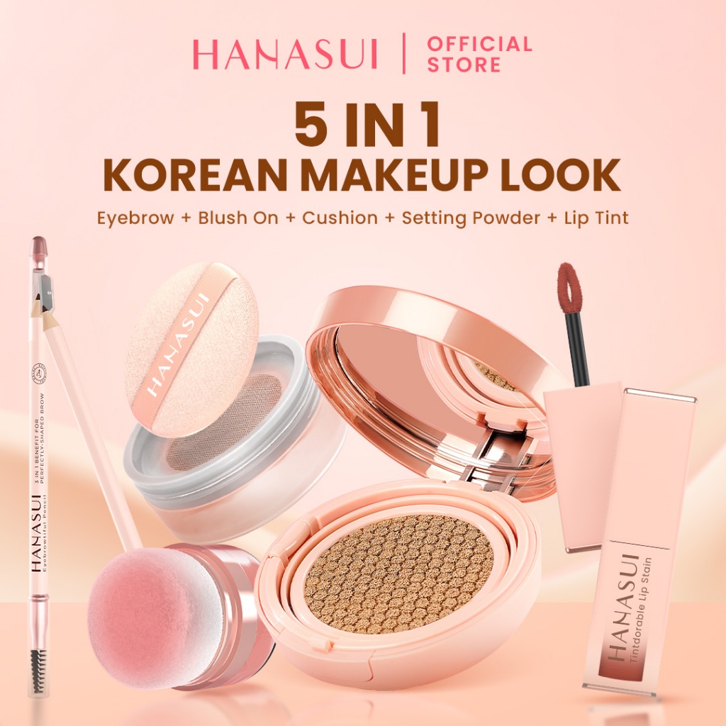 Jual 【5 IN 1】Hanasui Korean Make Up Look - 5Pcs Makeup Set Cushion ...