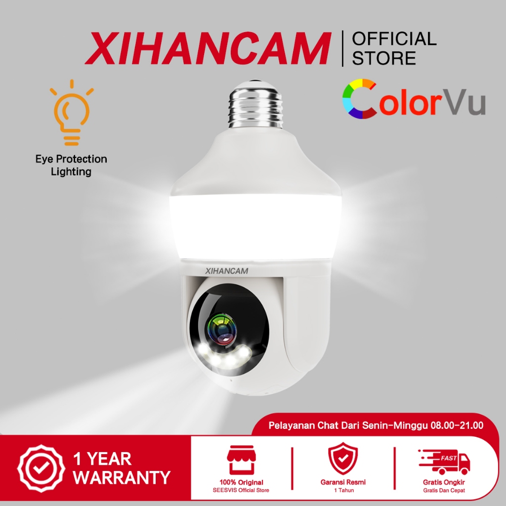 Jual XIHANCAM Smart CCTV Lampu 5MP Kamera CCTV Wifi Bohlam LED 360 PTZ ...