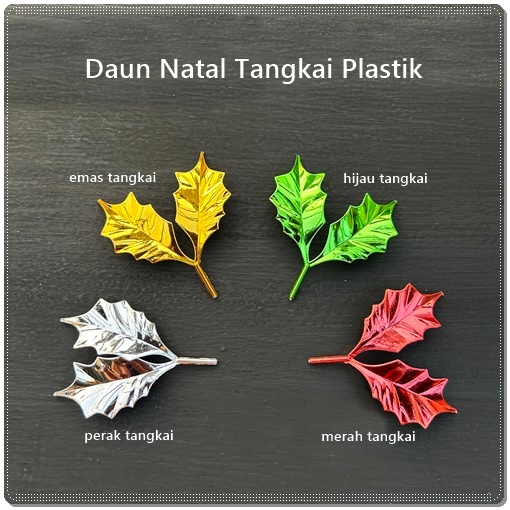 Jual NATL-377 : Cake Topper Daun Natal Metalik / Daun Natal Plastik ...
