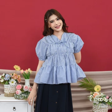 Yoenik Apparel Foila Rubber Blouse Atasan Kerut Dada Korean Style Wanita