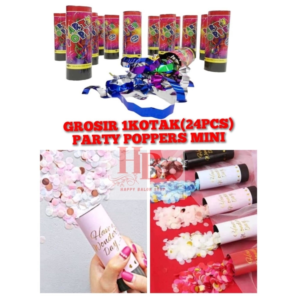 Jual GROSIR 1KOTAK(24PCS)PARTY POPPER MINI CONFETTI SEMPROTAN KERTAS ...