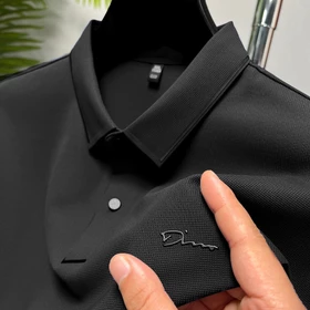 Polo Shirt Pria Hitam Kaos Lengan Pendek Kerah Pria Korean Style Fashion Baju Kaos Pria Polos