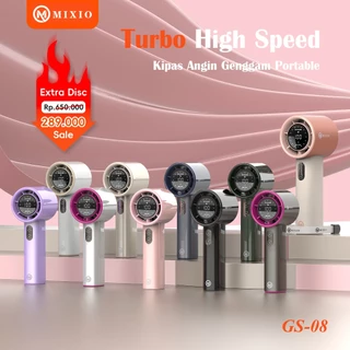 MIXIO GS-08 High-speed Portable Handheld Fan 4400MAH Mini kipas Strong Wind 100 Gear Wind Speed kipas angin Digital Display Adjustable Turbo kipas tangan untuk olahraga luar ruangan dan pendinginan cepat 17000Rpm