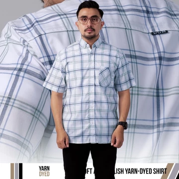 DGM Fashion Kemeja Pendek Kemeja Pria Yarndyed Pendek Kotak Yarn Dyed 048 B