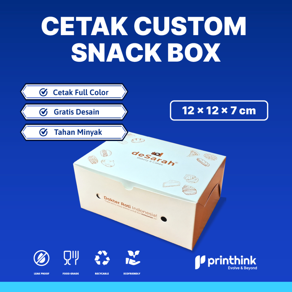 Jual Snack Box Custom Design Gratis Uk 12x12x7cm Ivory 270gr Min Order ...
