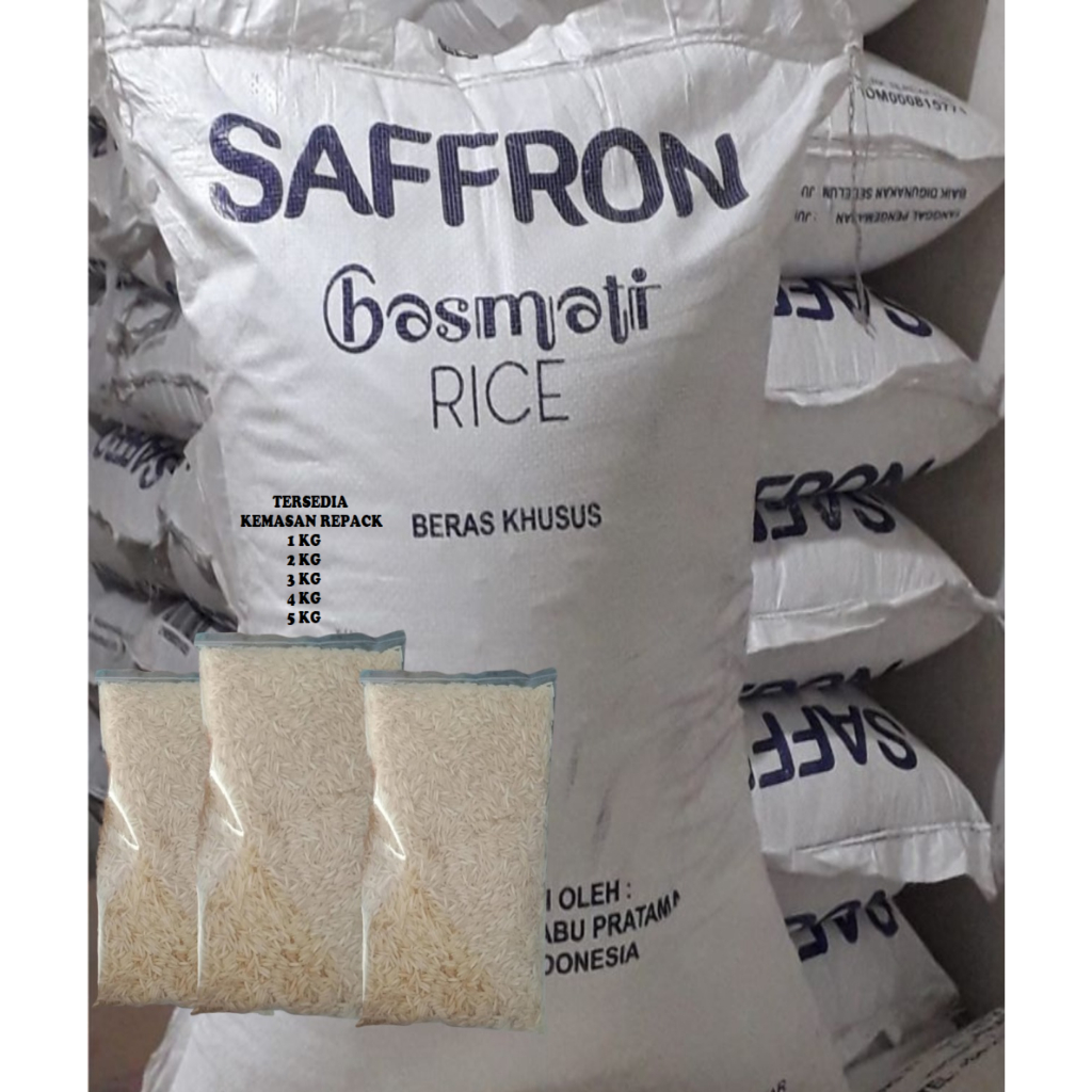 Jual Beras Basmati SAFFRON extra long basmati rice 5 KG kemasan repack ...