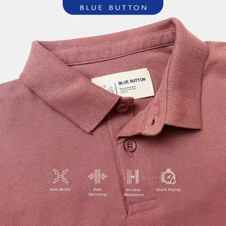 BLUEBUTTON Polo Shirt Pria Pink Dusty Rose