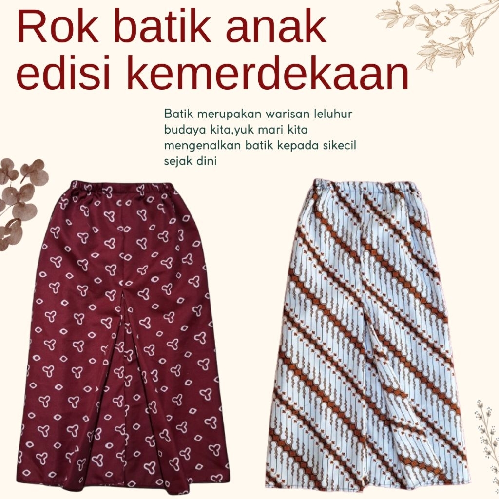 Jual ROK BATIK ANAK PEREMPUAN EDISI KEMERDEKAAN MERAH PUTIH BAHAN KATUN ...