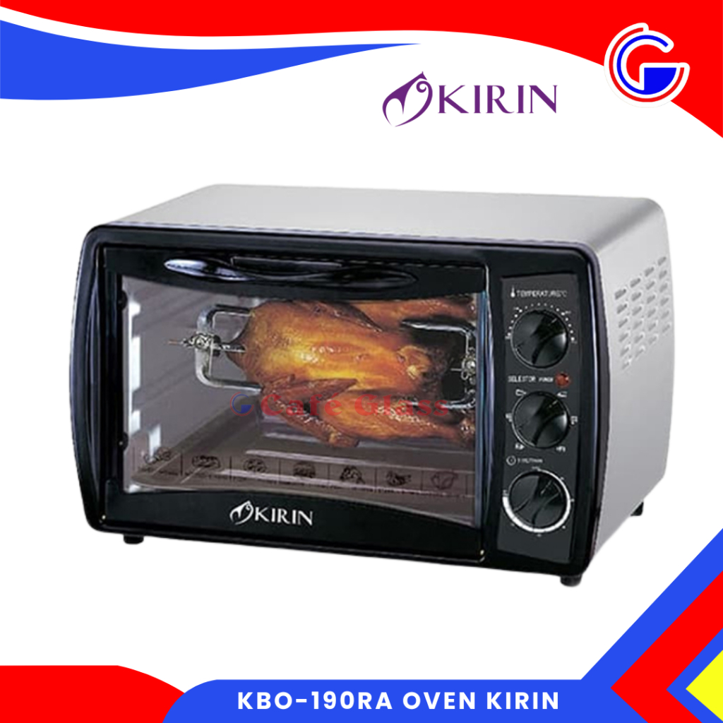 Kirin Electric Oven Kbo-190Ra 19L I Oven Listrik Multifungsi I Panggang Kue Dan Roti Body Silver