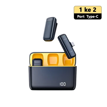 2 In 1 Mic Wireless Clip On Microphone Bluetooth Noise Reduction Lavalier Mikrofon Untuk HP