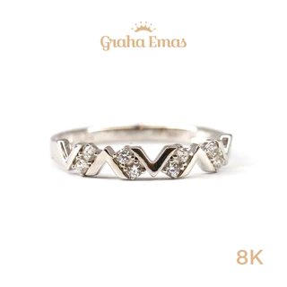 Graha Emas Cincin Emas Putih Bentuk 8K - White Gold Model Ring 8 Carat M928