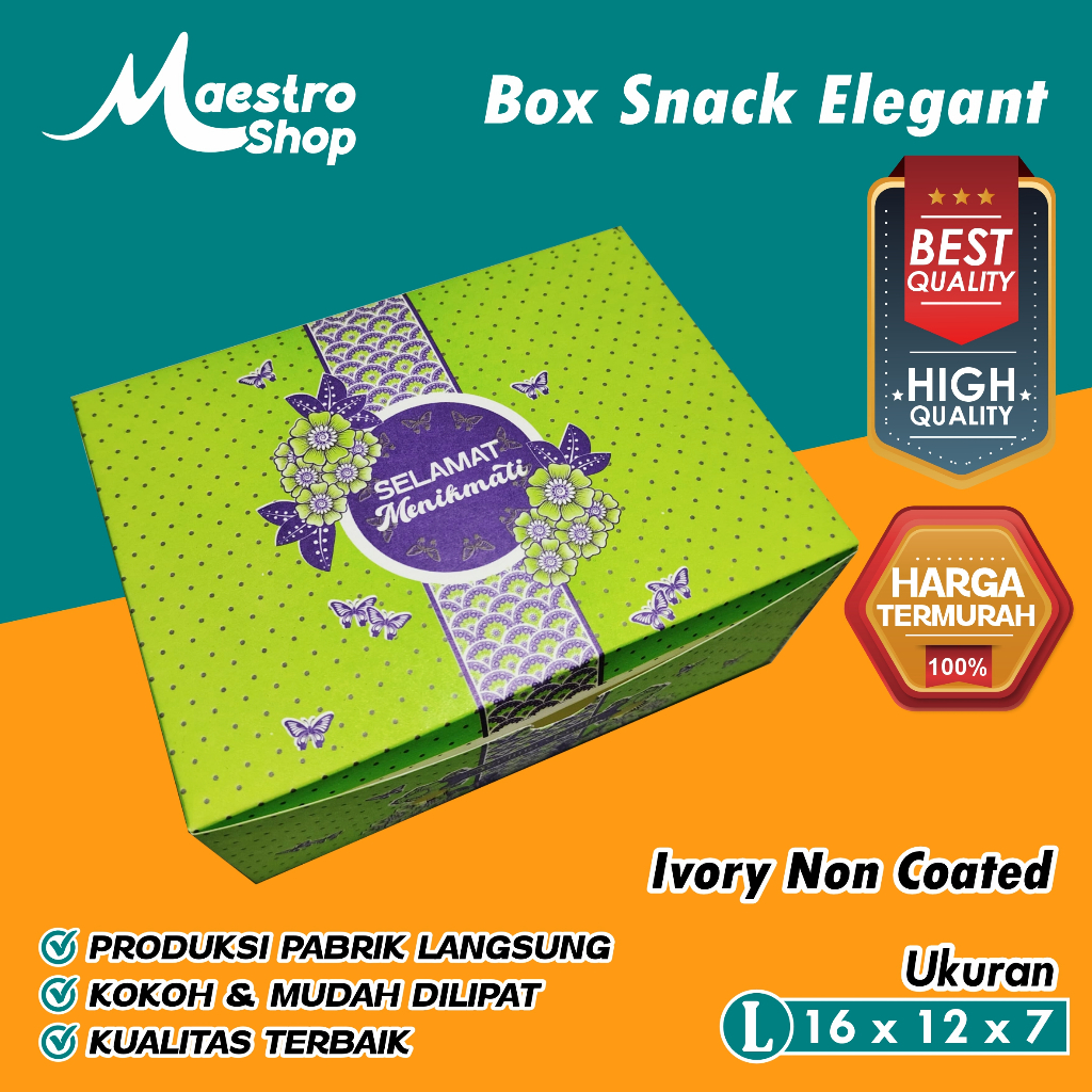 Jual Dus Box Snack Motif Elegant | 16x12x7 cm | Ivory Non Coated (Tebal ...