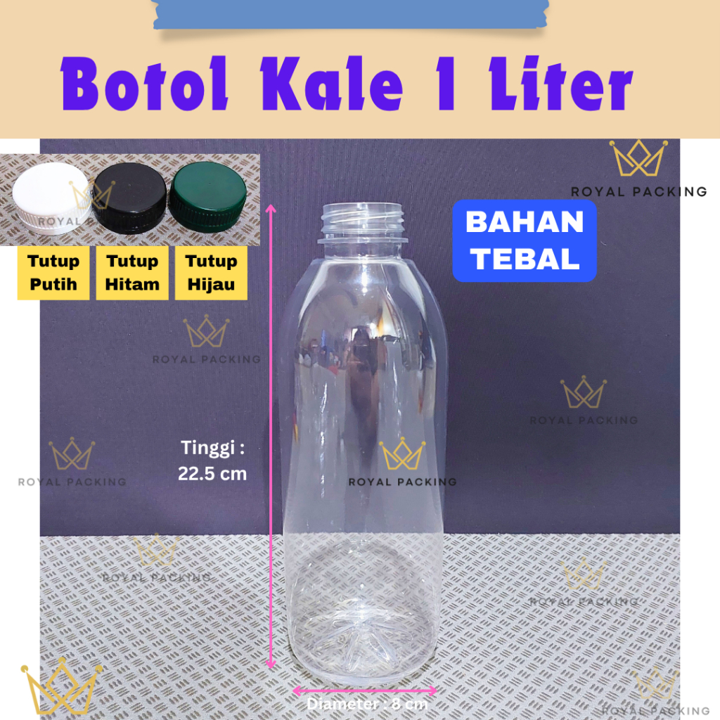 Jual [RP] BOTOL KALE 1000 ML BULAT TEBAL / BOTOL ALMOND 1 LITER 1 L ...